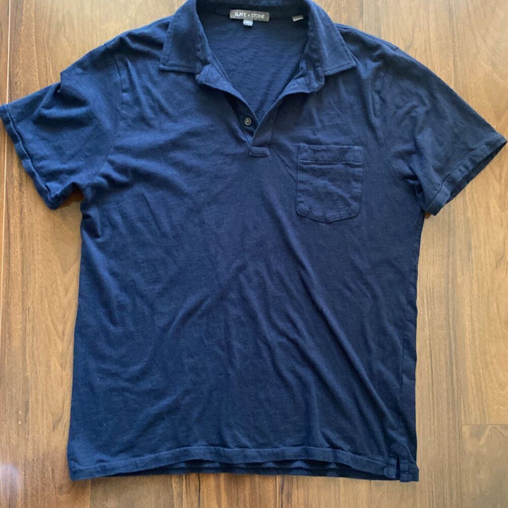 Slate & Stone L dark blue short sleeve polo shirt